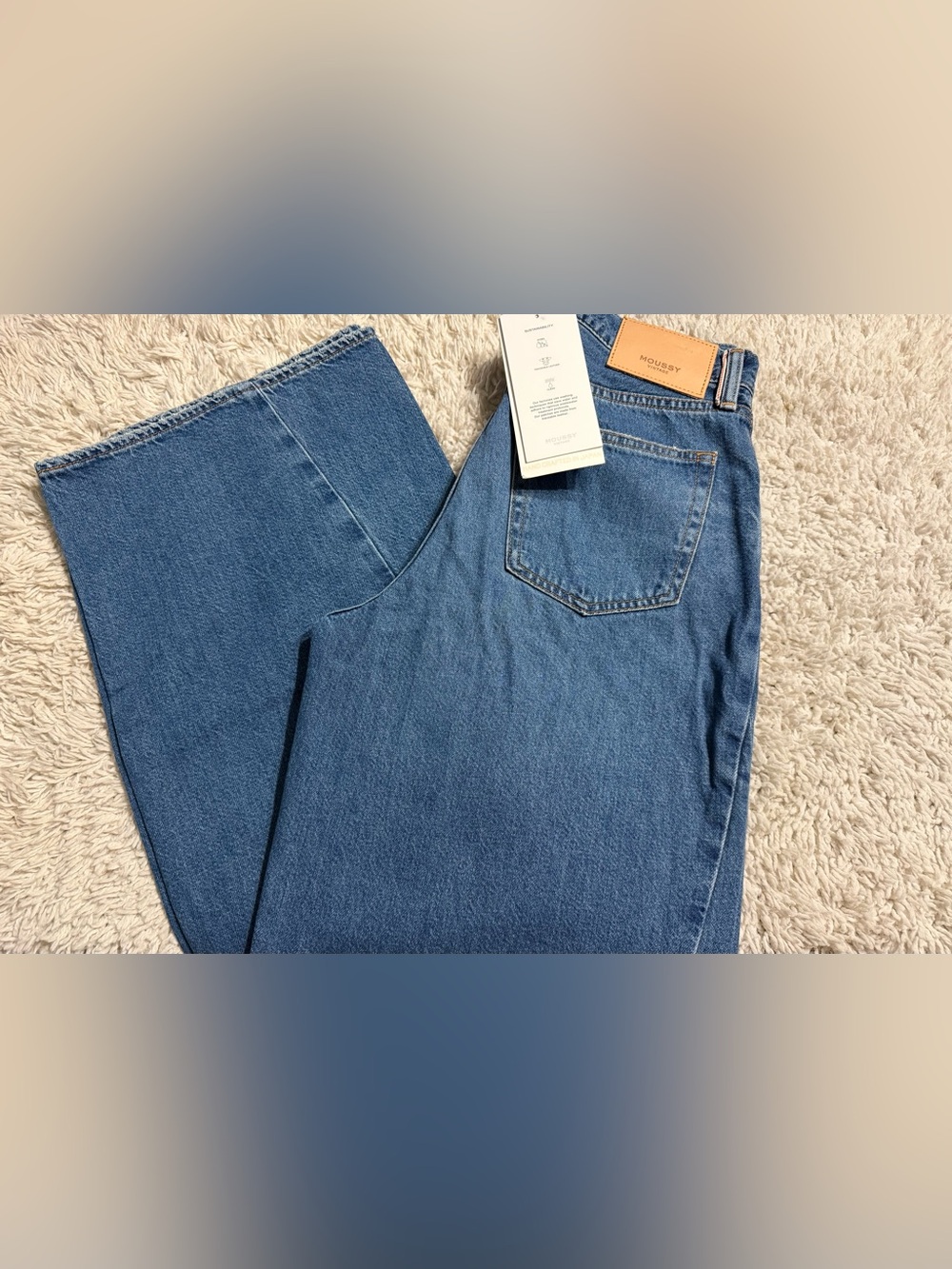 Moussy vintage Atlanta twisted wide pants Blue Denim Jeans size 25 NWT